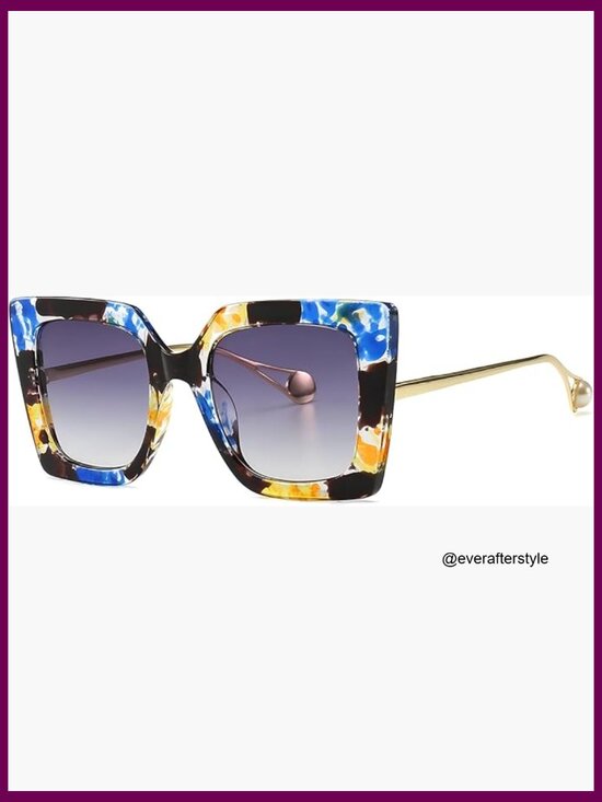 Oversized Square Sunglasses with UV400 Protection, Metal Frame main image 4